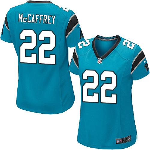 Nike Panthers #22 Christian McCaffrey Blue Alternate Women's Stitched NFL Elite Jersey